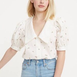 Levi’s ROYCE COLLAR PUFF SLEEVE TOP puff sleeve floral